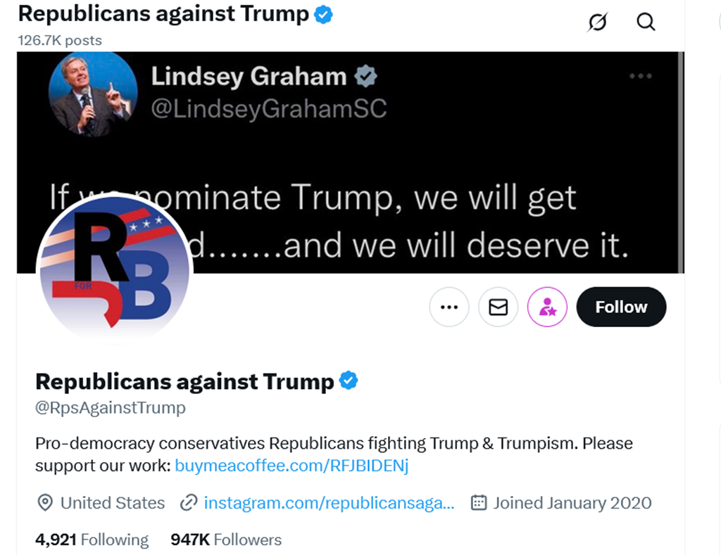 The account Republicans against Donald Trump