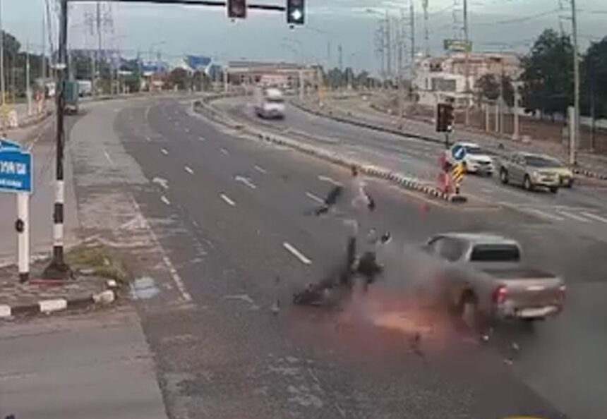 Pickup Runs Red Light Hits and Kills Couple and Their 4-Year-Old Daughter on Motorcycle