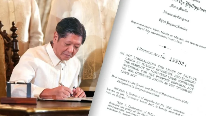 Philippines Marcos Extends Foreign Land Leases Law to 99 Years
