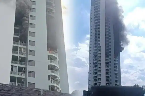 Fire Sweeps 38-Storey Condo in Bangkok