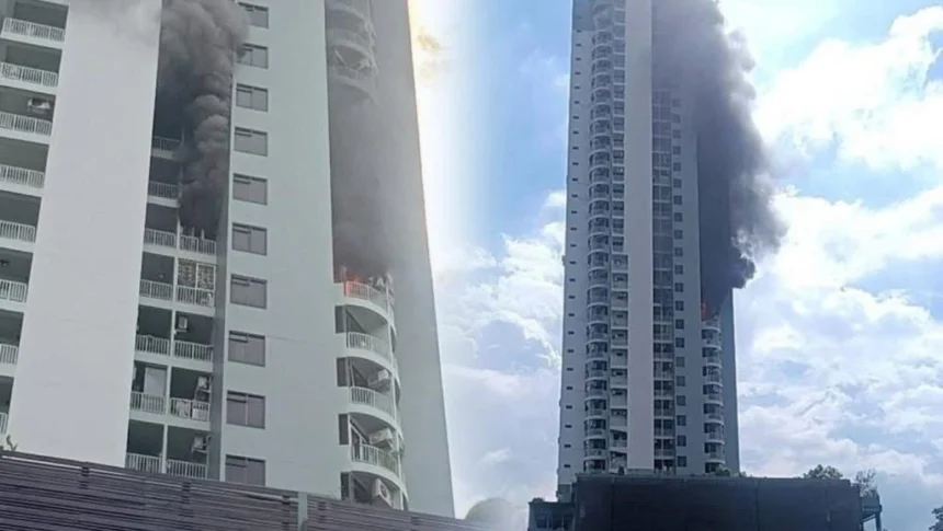 Fire Sweeps 38-Storey Condo in Bangkok