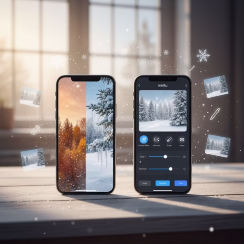 Meitu AI snow tutorial step-by-step for iPhone and Android
