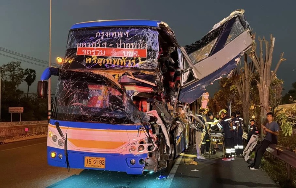 Passenger Bus Crashes into Freight Truck