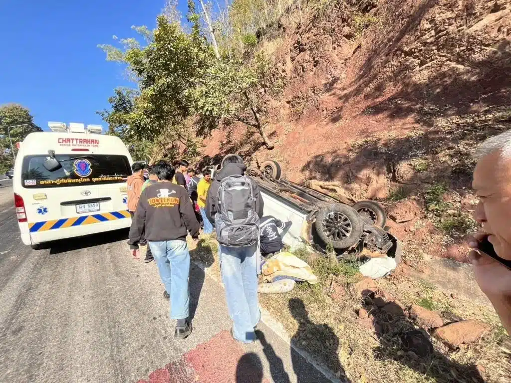 Pickup Truck Crashes and Overturns