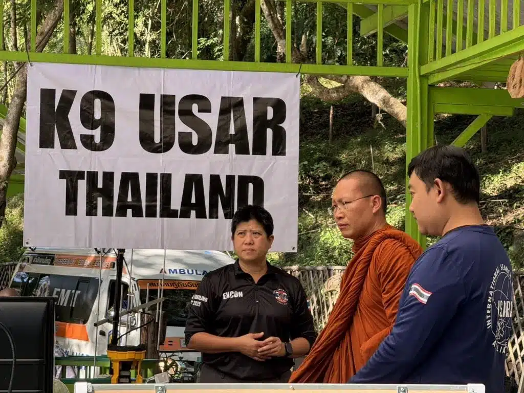 Chiang Mai Hold the World's First Joint Rescue Drill With Elephants, K-9's and Humans