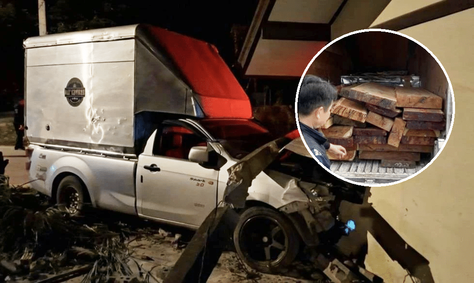 Man Smuggling Rosewood Crashes Pickup