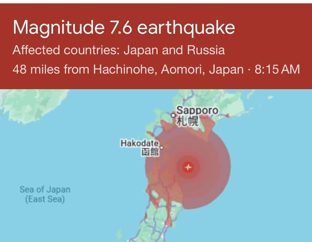 magnitude 7.6 earthquake has hit north-eastern Japan