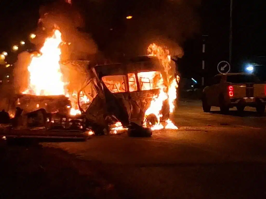 Driver Killed After His Passenger Van Crashes and Bursts into Flames