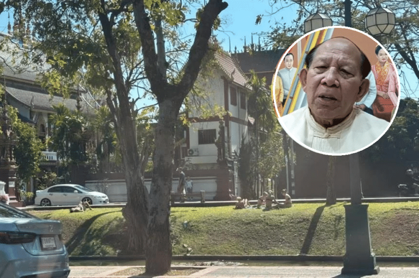 Tourist Sunbathing in Bikinis By Chiang Mai Temple