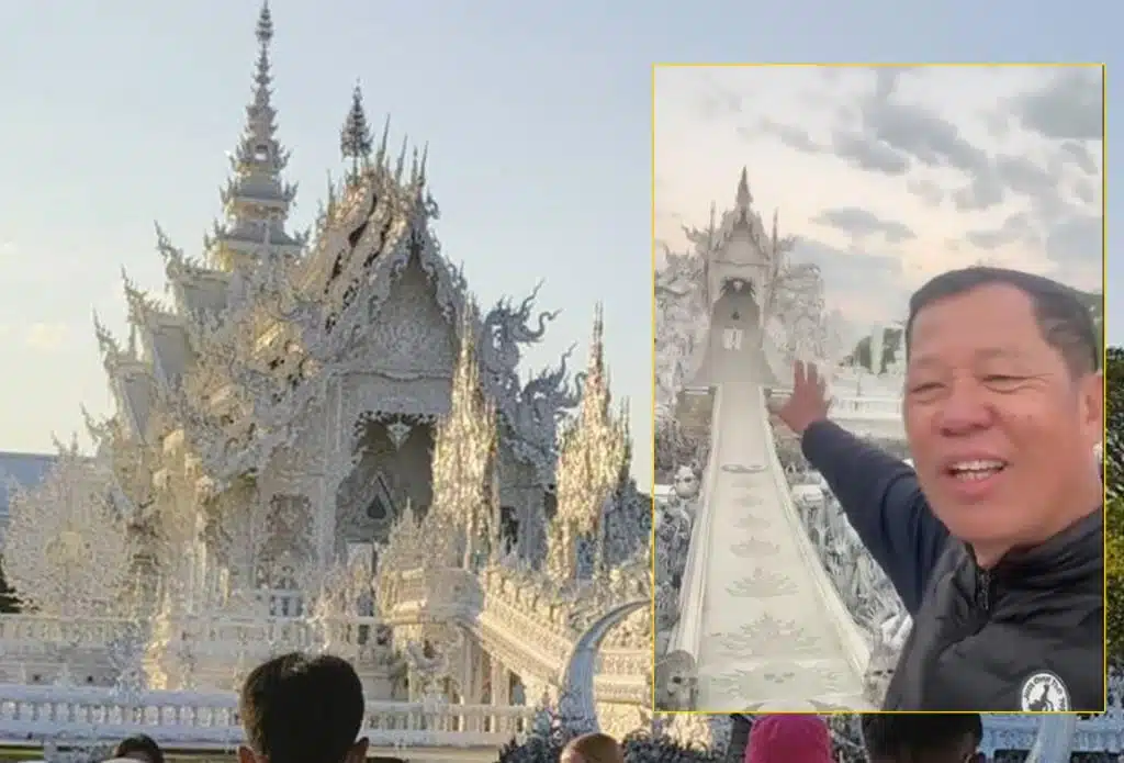 Tourists' fighting white temple chiangrai