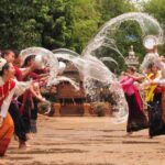 Traditional Songkran festival celebration in Thailand.
