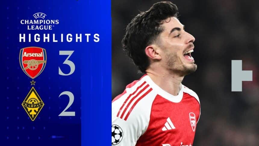 Arsenal vs Kairat 3-2 highlights